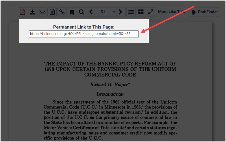 screenshot of permalink created for article page