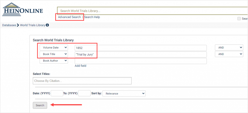 Advanced search in the World Trials database