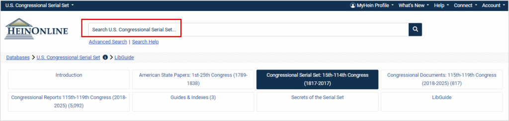 U.S. Congressional Serial Set homepage
