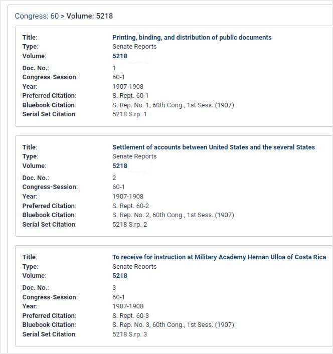 image of title listings for volume 5218