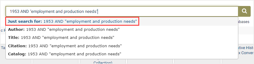 screenshot of one-box search by volume date in Taxation and Economic Reform in America