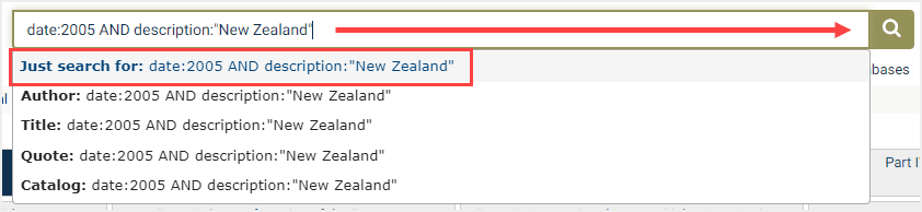 one-box search for volume date within Foreign & International Law Resources Database