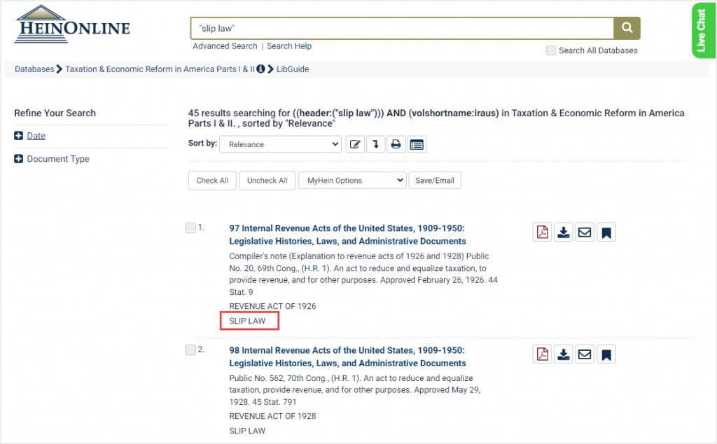 Search results for Document Type search within the Internatal Revenue Acts of the United States
