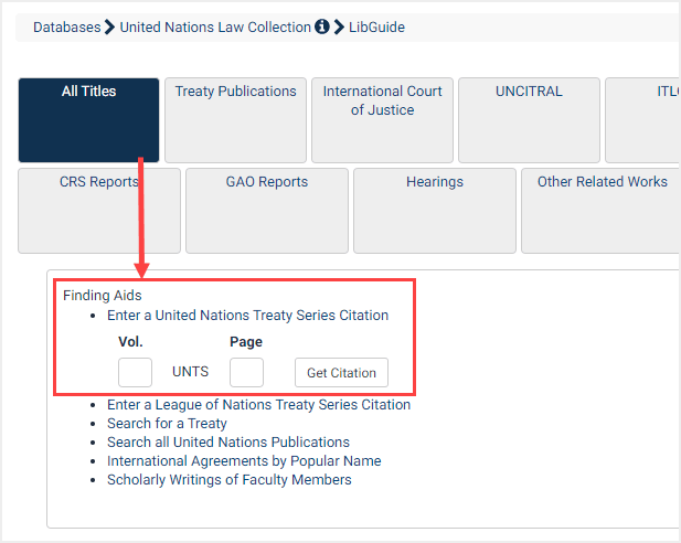 United Nations Finding Aid tool screenshot