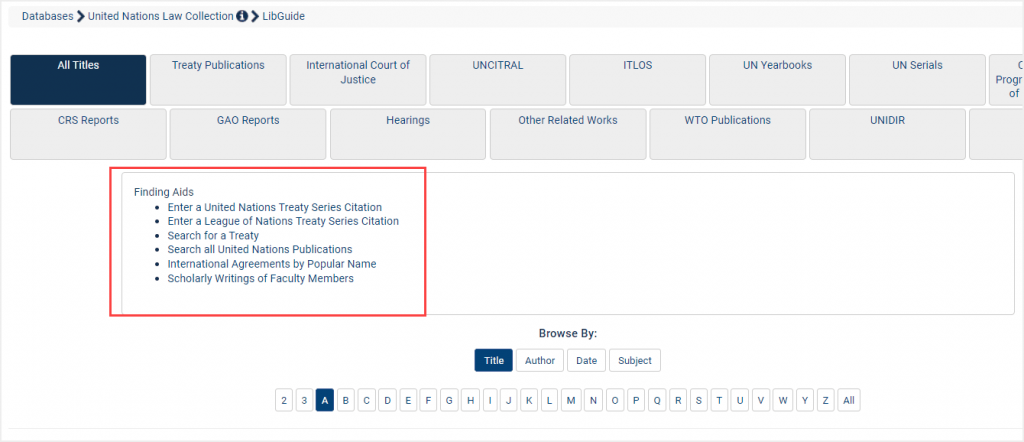 image of Finding Aids in United Nations Law Collection