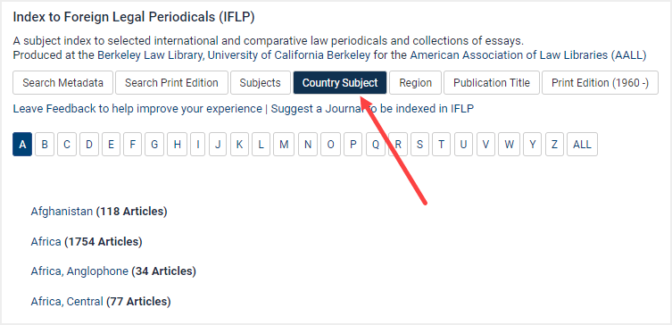 image of subject listing in index to foreign legal periodicals