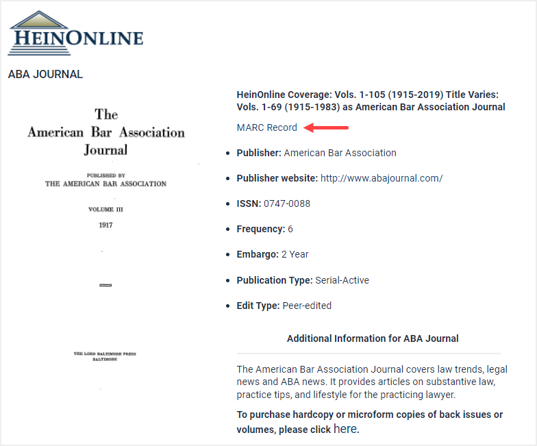 image of MARC Record link