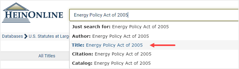 image of searching for the official title of a Public Law using the one-box search
