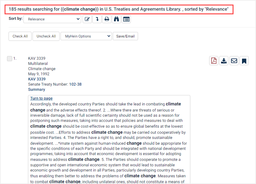 screenshot of search results