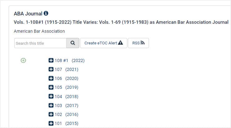 image of unlocked embargoed content within Hein's Current Content Online Subscription Model