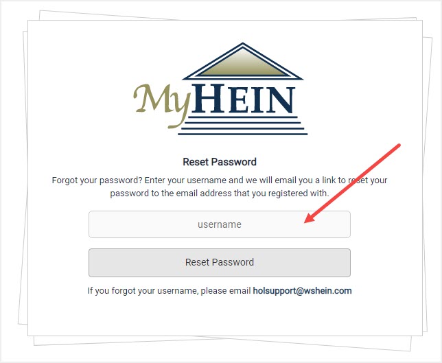 reset password prompt to enter username