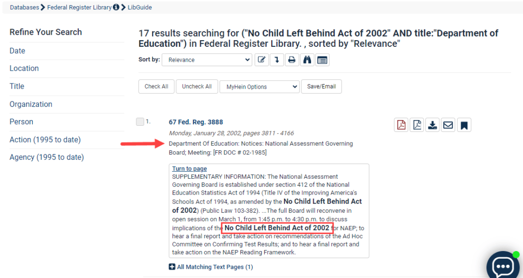 Search results for agency and keyword within the Federal Register Library
